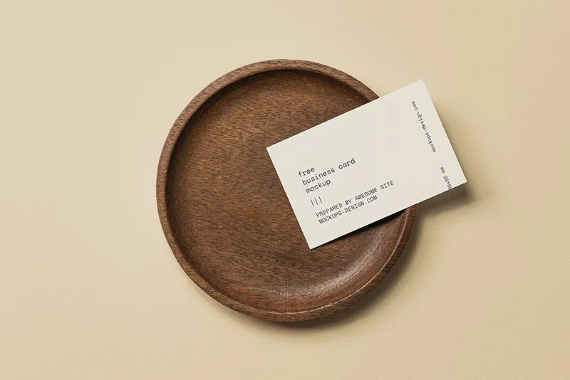 Business card in a bowl mockup