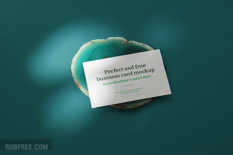 Business card on green agate mockup