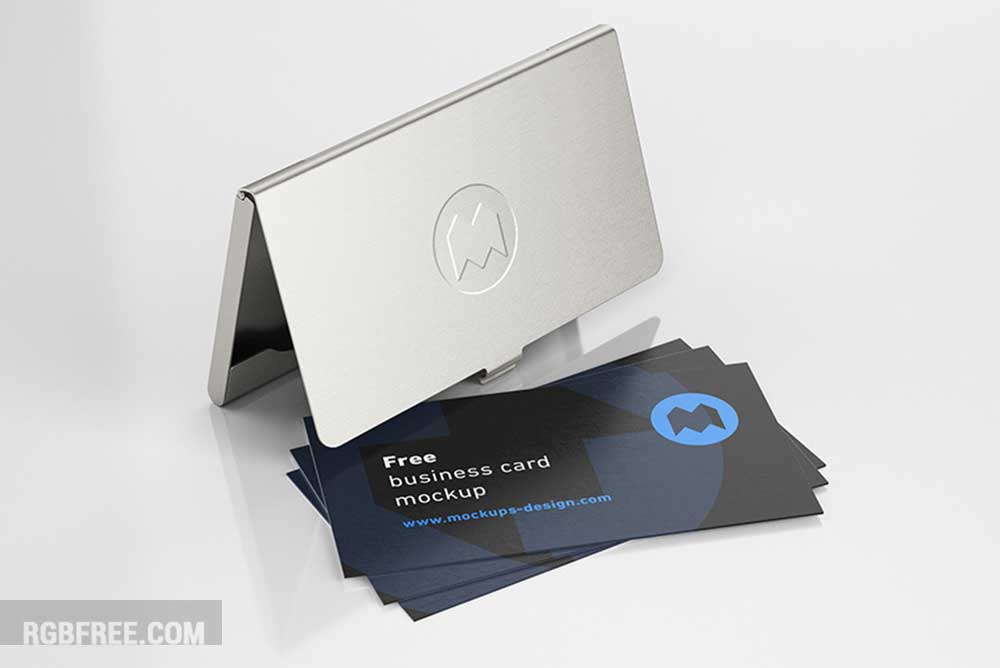 Free business card holder mockup