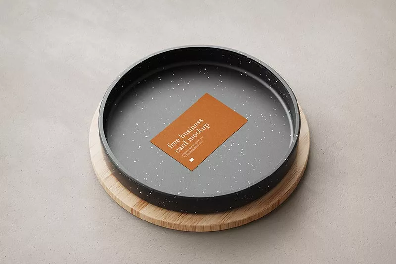 Free-business-cards-on-ceramic-plate-mockup-1