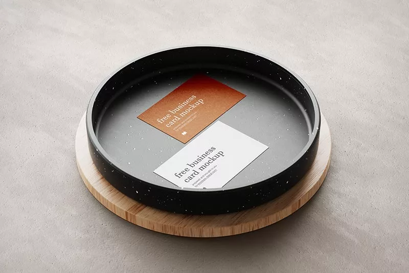 Free-business-cards-on-ceramic-plate-mockup-2