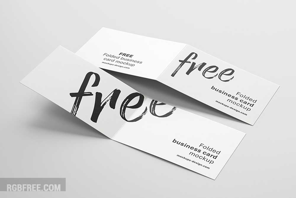 Free folded business card mockup