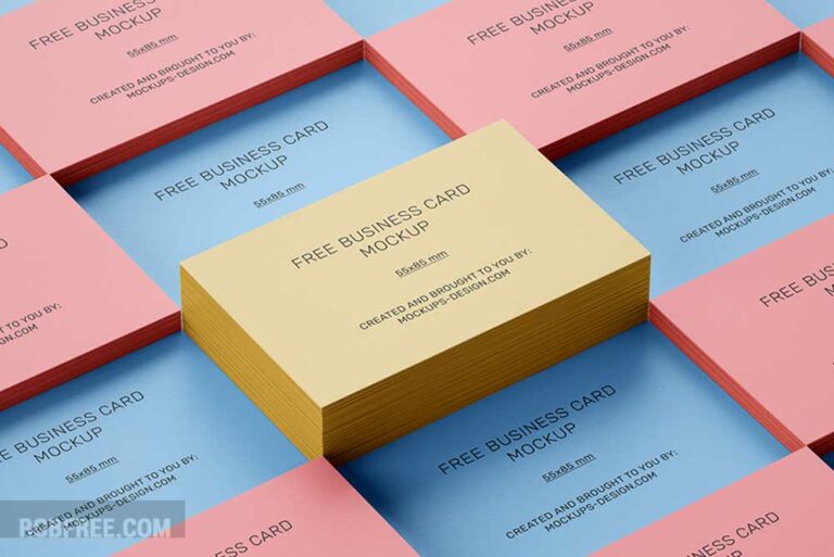 Free stacked business cards mockup 55 x 85 mm