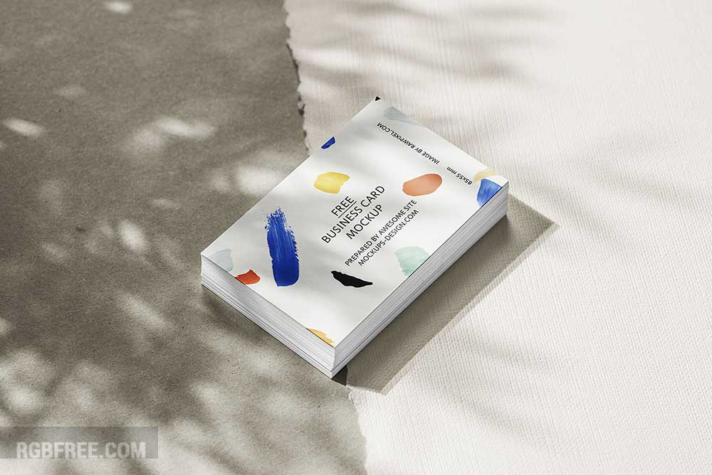 Business card with strong shadows mockup