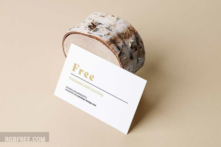 Business card with wood trunk mockup