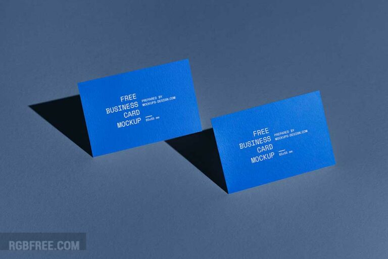 Business cards with strong shadow mockup