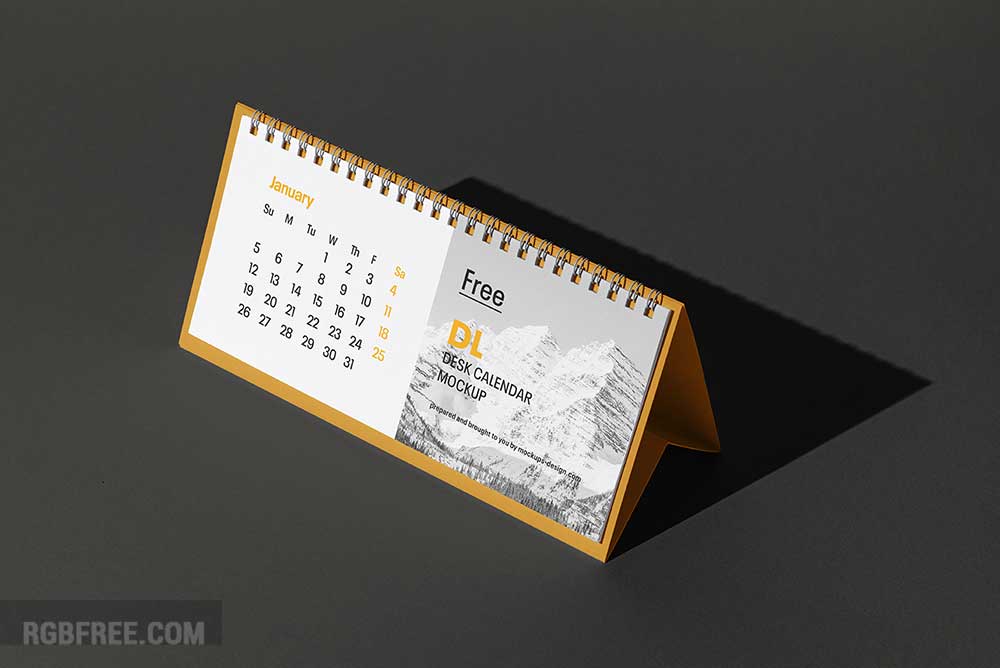 DL desk calendar mockup