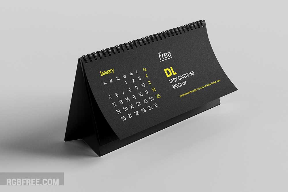 Free DL desktop calendar mockup