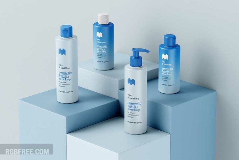 Free cosmetic bottles mockup