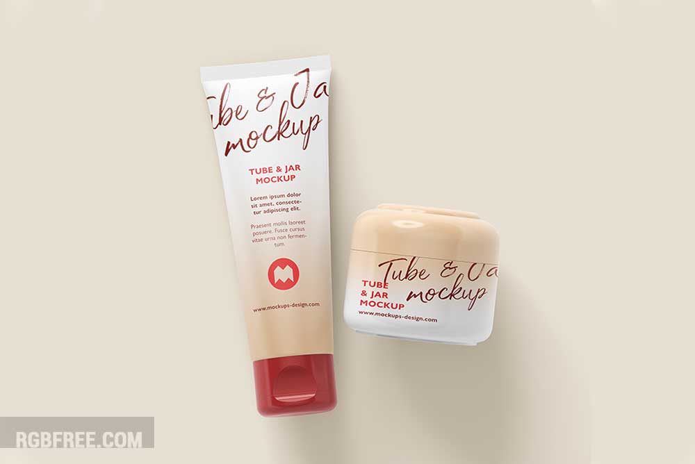 Free cosmetic tube and jar mockup