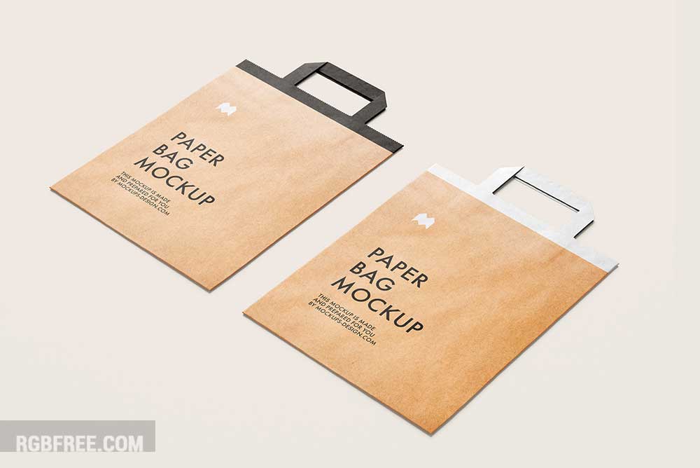 Free flattened paper bag mockup