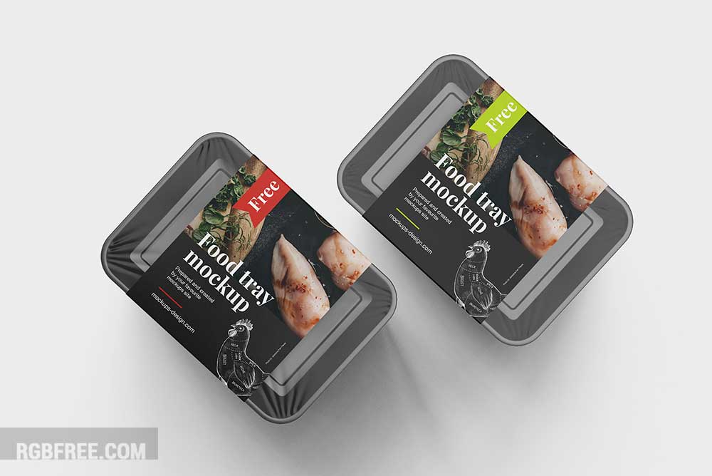 Free food tray mockup