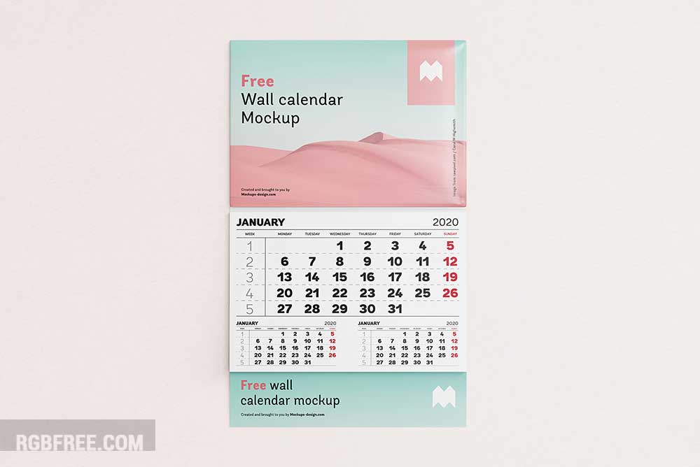 Free single panel wall calendar mockup