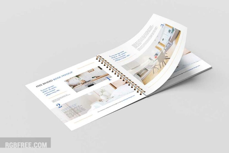 Free square binded brochure mockup