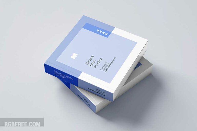 Free square book mockup