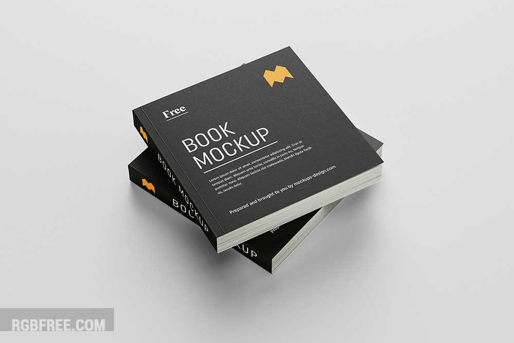 Free square book mockup