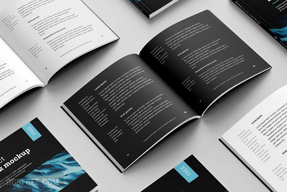 Free thin square book mockup