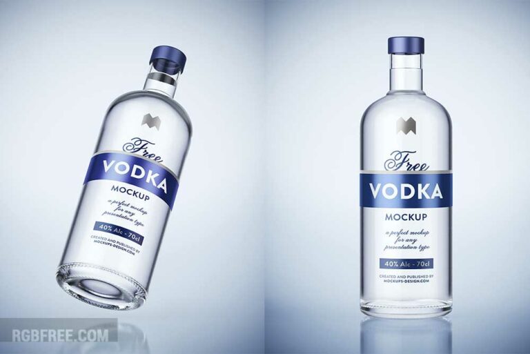 Free vodka bottle mockup