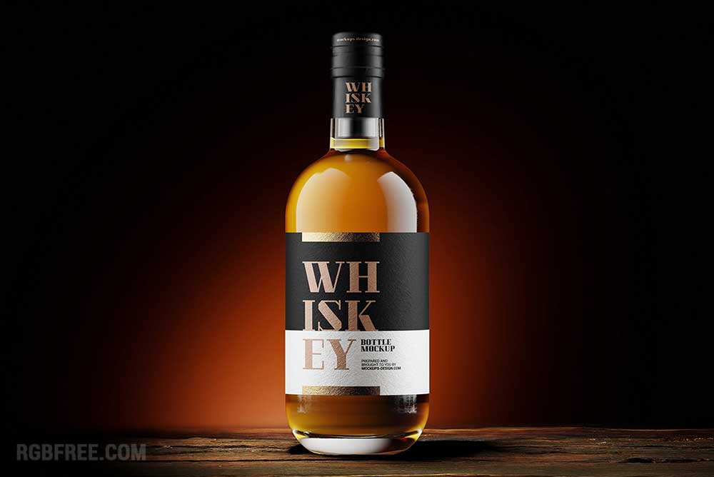 Free whisky bottle mockup