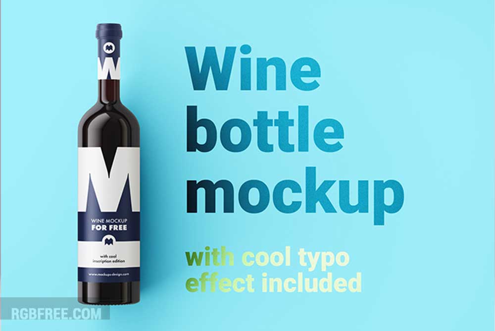 Free wine bottle mockup