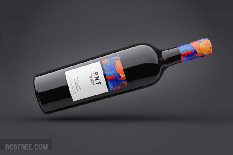 Free wine bottle mockup