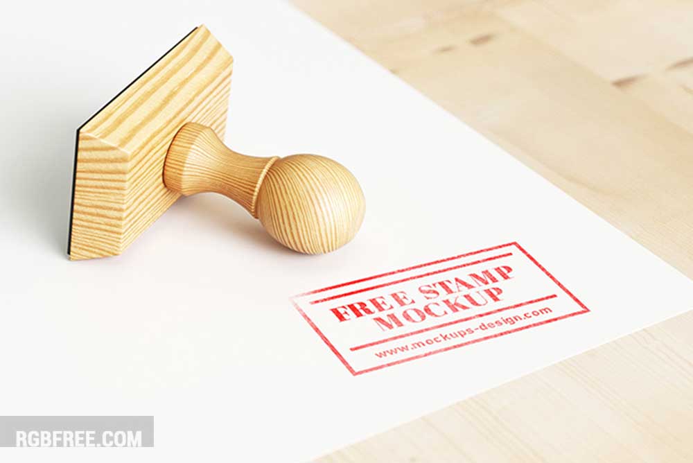 Free wood stamp logo mockup