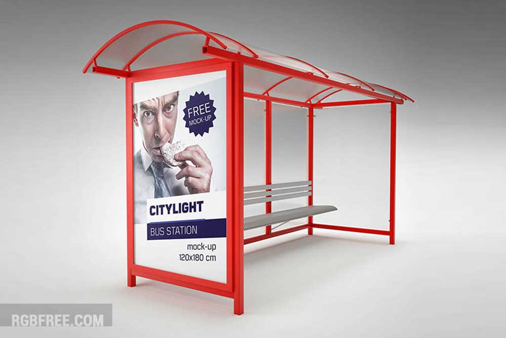 Bus station citylight mockup