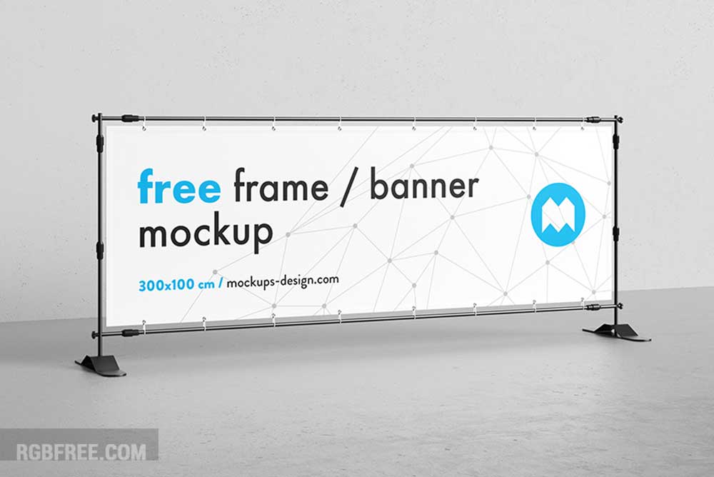 Free banner frame stand mockup 300 x 100cm