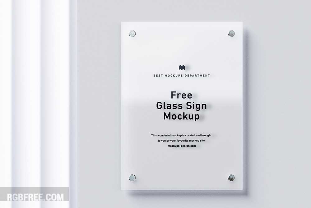 Free glass sign mockup