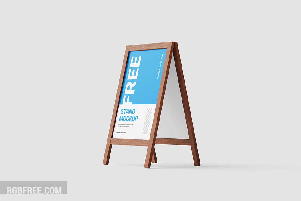 Free wooden stand mockup