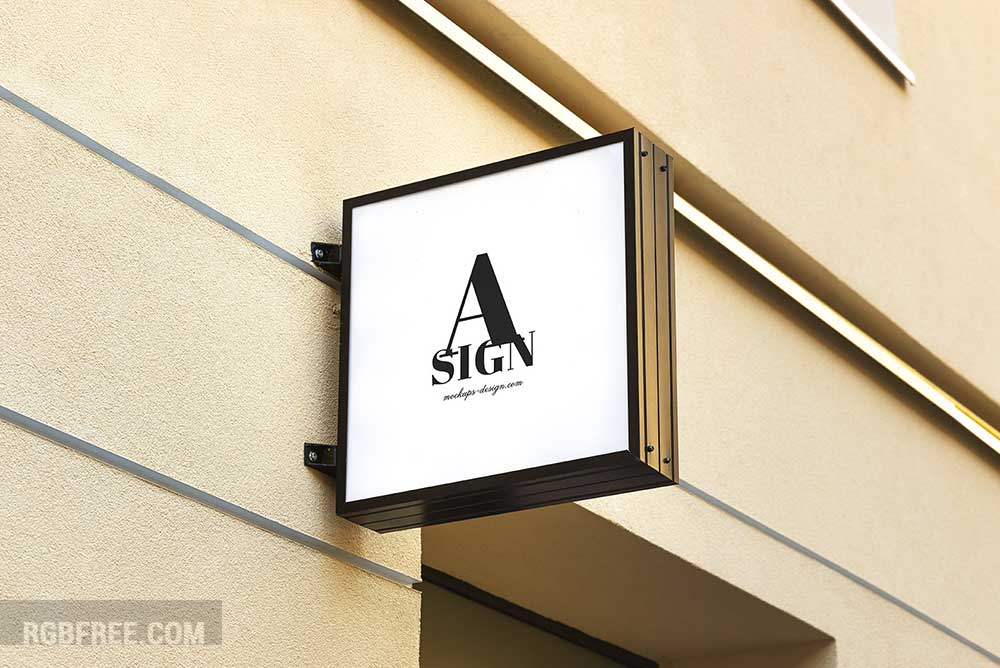 Square wall sign mockup