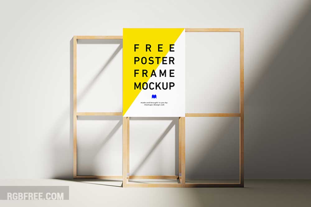 Free-wooden-poster-frame-mockup-1