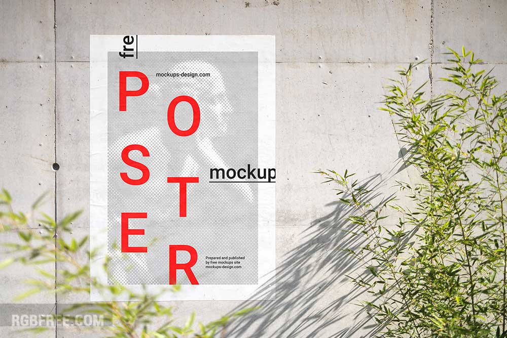 Poster on concrete wall mockup
