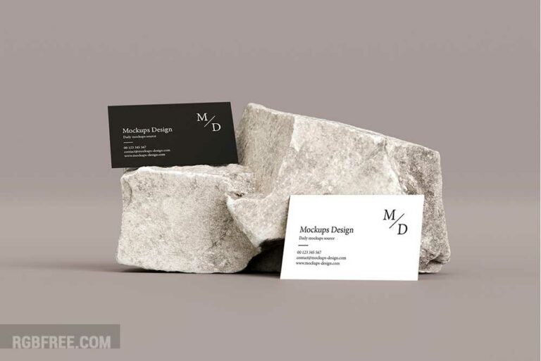 3,5×2 inches business cards on stone mockup